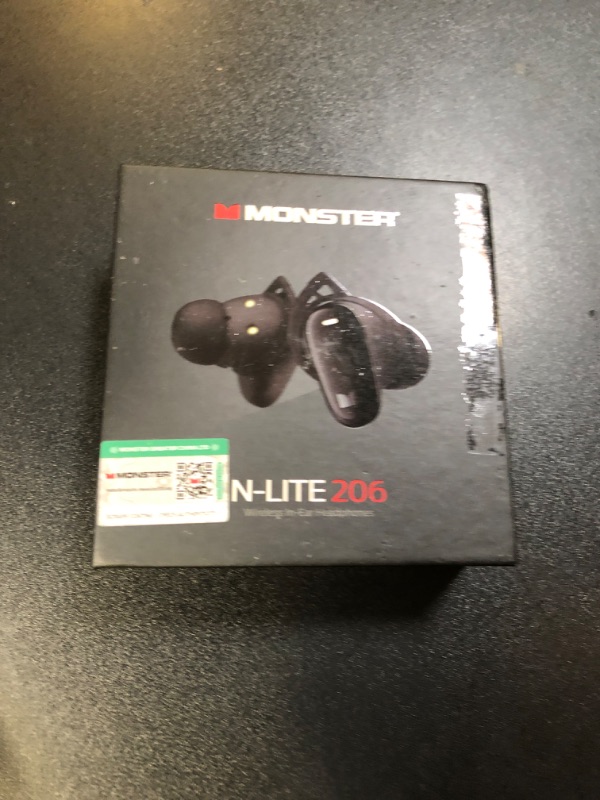 Photo 1 of Monster N-Lite 206 Bluetooth Earbuds Wireless Earphones Bluetooth 5.4 in-Ear Earbuds Headphones Built-in Mic, Touch Control, IPX6 Waterproof, Comfortable Fit, Type-C Charging, 25H Playback, Black