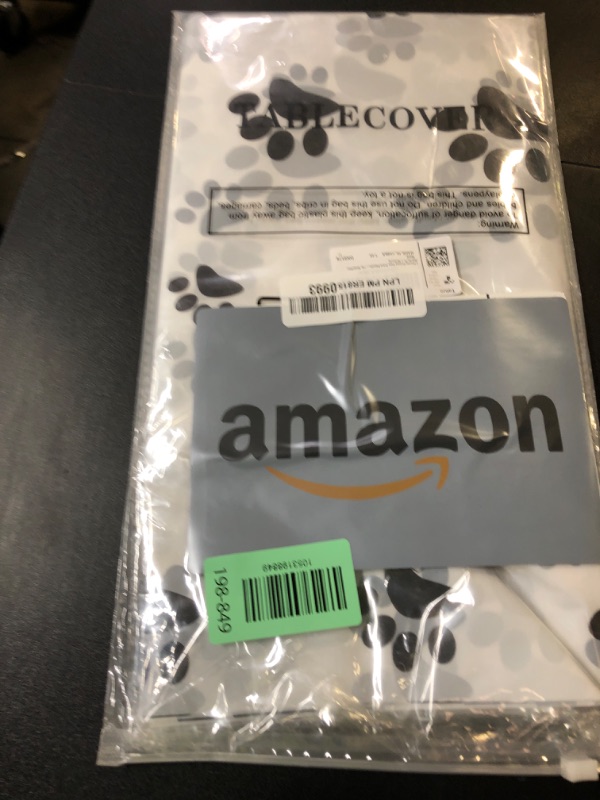 Photo 1 of 2 Pieces Puppy Paw Print Plastic Tablecloth Disposable Table Cover Puppy Themed Birthday Party Decorations for Dog Party Supplies (White,71 x 54 Inch)