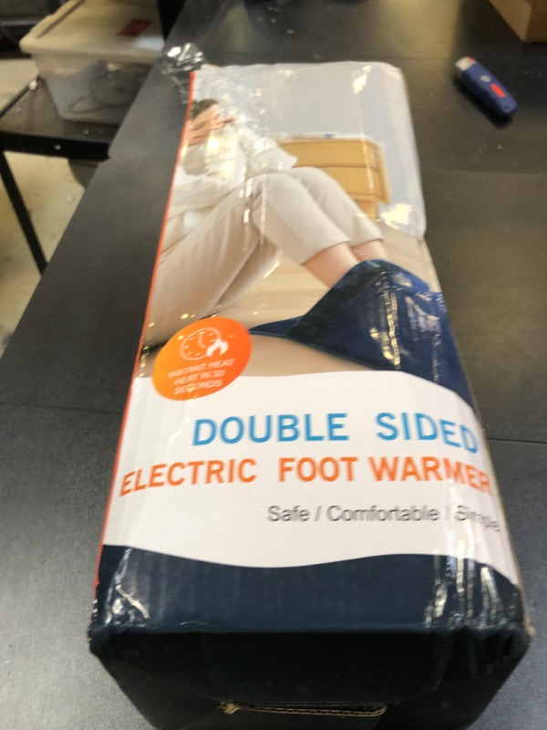 Photo 1 of Double Sided Electric Foot Warmer for Men and Women with LCD Display & Non-Slip,Fast Heating Pad with Overheat Protection&Machine Washable, 10 ft Cord Foot Warmer Under Desk,Bed, Office,Home,Navy