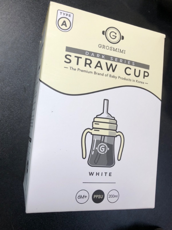 Photo 1 of GROSMIMI Spill Proof no Spill Magic Sippy Cup with Straw with Handle for Baby and Toddlers, Customizable, PPSU, BPA Free 6 oz (White)