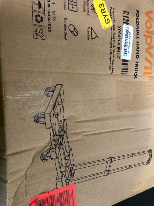 Photo 1 of Voipvvii Folding Hand Truck 500lbs, Portable Heavy Duty Dolly Cart, 6 Wheels Collapsible Luggage Cart with 2 Elastic Ropes - Compact Trolley Cart for Easy Moving - Ideal Hand Cart for Travel and More