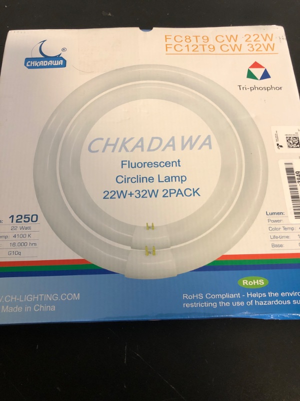 Photo 1 of FC8T9/CW 22W and FC12T9/CW 32W Cool White Round Fluorescent Light Bulb Set, 8 inch T9 22 Watts & 12 inch 32 Watts Circular Bulbs Pack, Circline Kitchen and Bath Light Bulbs, CRI 80, 4100K, G10q Prong