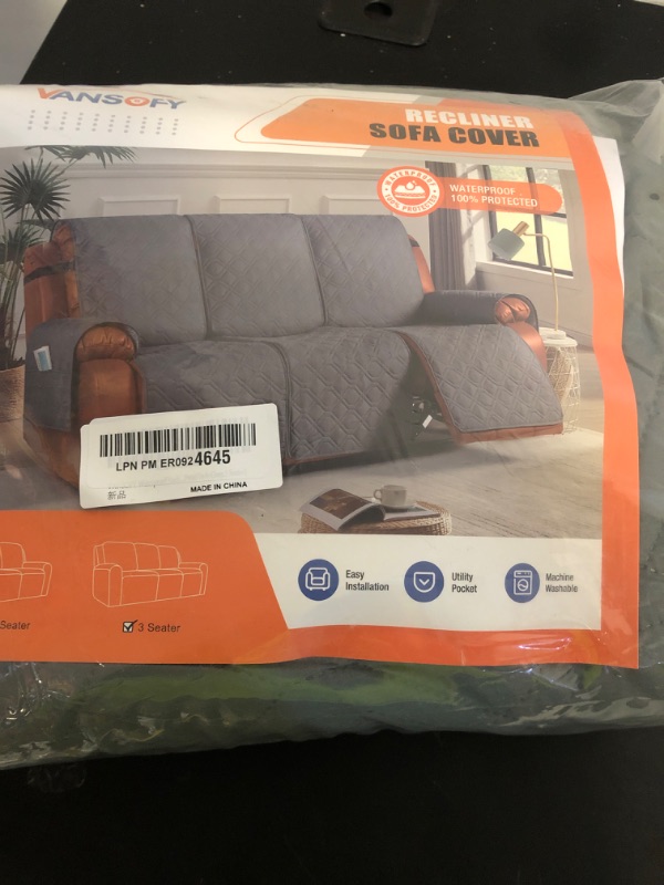 Photo 1 of VANSOFY Waterproof Recliner Couch Covers, Sofa Covers 1-Piece Washable Reclining Sofa Cover Non-Slip Furniture Protector with Elastic Straps Pocket for Dogs, Pets(Dark Gray,3 Seater)