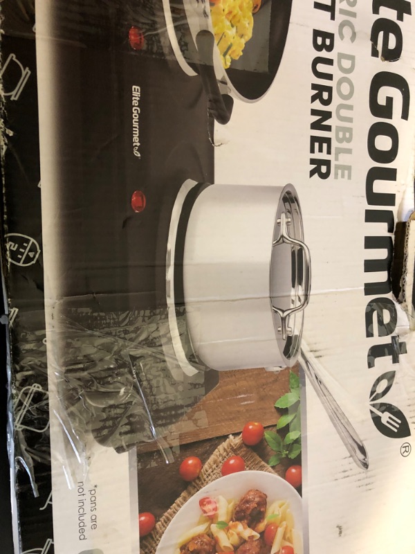 Photo 1 of Elite Gourmet EDB-302BF Countertop Double Cast Iron Burner, 1500 Watts Electric Hot Plate, Temperature Controls, Power Indicator Lights, Easy to Clean, Black