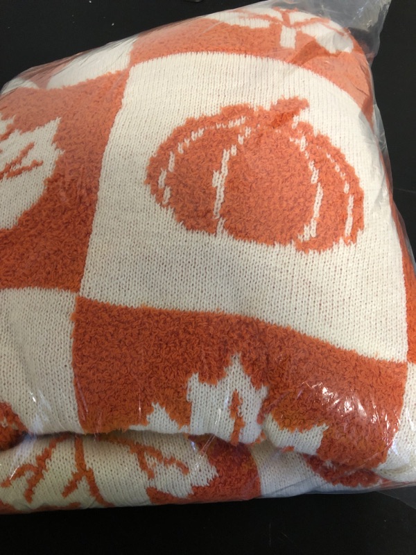 Photo 1 of Snuggle Sac Fall Checkered Blanket Orange Pumpkin Maple Leaf Throw Blanket for Couch,Halloween Soft Cozy Luxury Decoration Blanket for Sofa Bed Living Room,50×60 inches