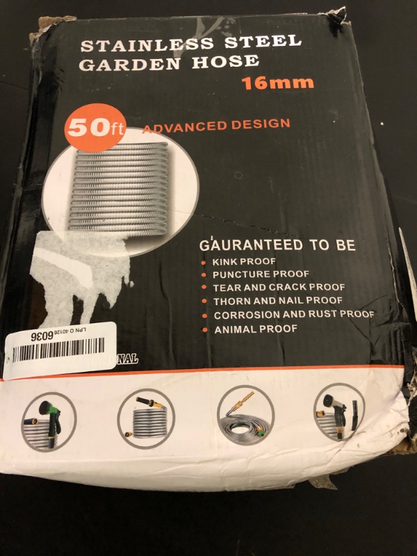 Photo 1 of GOXAWEE Garden Hose 50FT, Stainless Steel Heavy Duty Water Hose With 10 Function Nozzle, No-Kink, Tough & Flexible, Sturdy and Lightweight, Rust Proof for Yard, Outdoor, RV