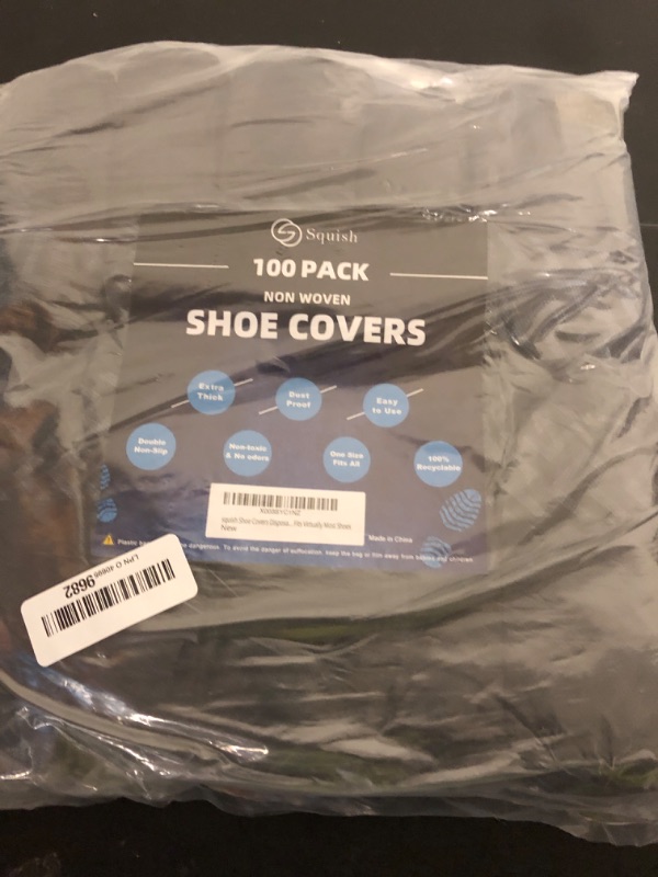 Photo 1 of squish Shoe Covers Disposable Non Slip, 100 Pack(50 pairs) Thick Extra Disposable Boot Covers Slip Proof Shoe Cover for Indoors Outdoors Recyclable Durable Protector Covers Fits Virtually Most Shoes