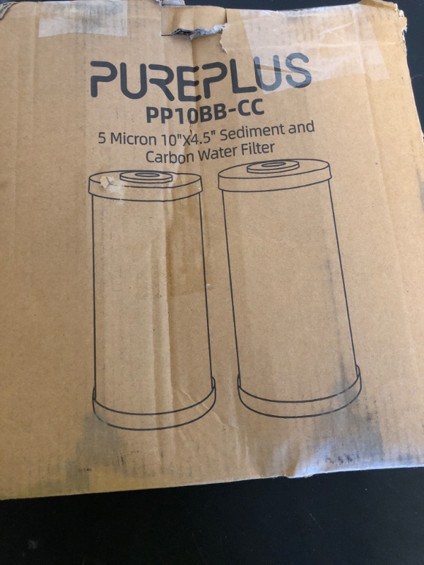 Photo 1 of PUREPLUS 5 Micron 10" x 4.5" Whole House Sediment and Carbon Water Filter Replacement Cartridge for GE FXHTC, GXWH40L, GXWH35F, GNWH38S, Culligan RFC-BBSA, WRC25HD, PP10BB-CC, Pentek RFC-BB, 2Pack