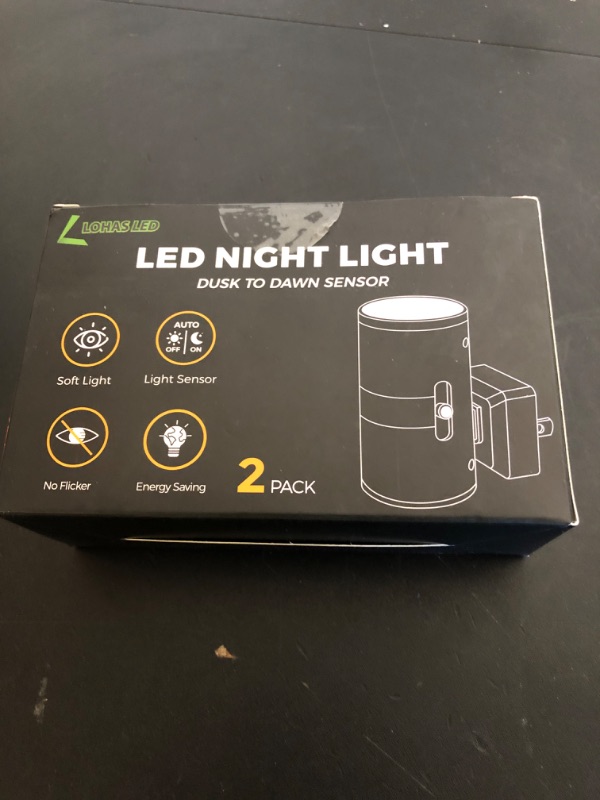 Photo 1 of L LOHAS LED Night Light Plug in, Modern Night Lights Plug into Wall, Dusk to Dawn Sensor, Soft White 3000K, 0-100LM Adjustable Brightness, Dimmable Night Lights for Hallway Bedroom Stairway, 2 Pack