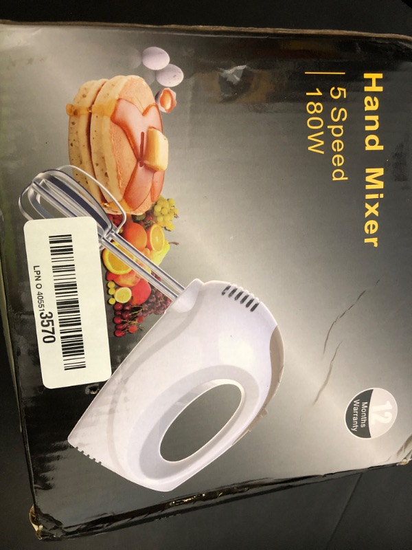 Photo 1 of 5-Speed Electric Hand Mixer with Whisk, Traditional Beaters, 120 Watts,Portable & Lightweight, Blending or Cooking, Brown