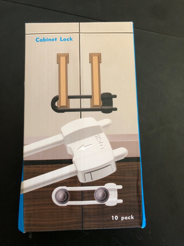 Photo 1 of (10 pack white) 4 button Cabinet Locks, U-Shaped Proofing Drawers Safety Child Locks Adjustable, for Wardrobe,Kitchen,Bathroom,Drawer,Fridge,Cupboard Doors Knobs & Handles