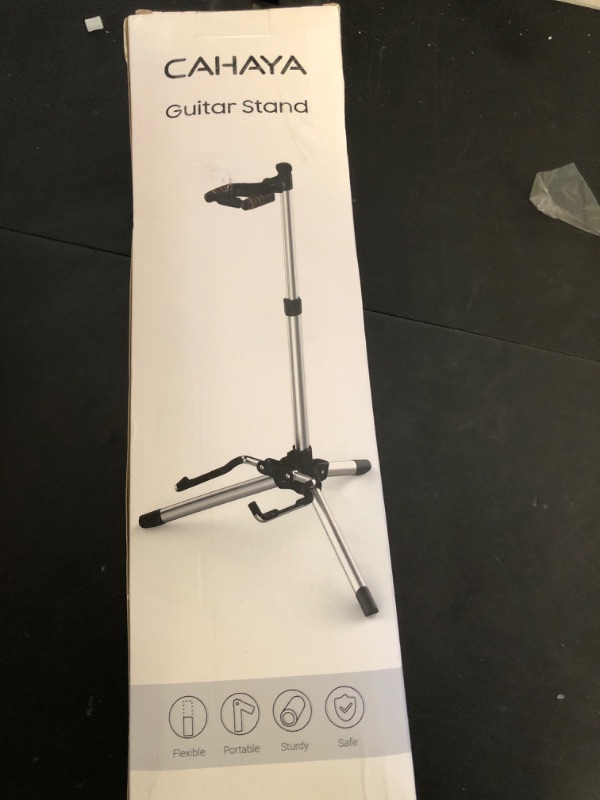 Photo 1 of CAHAYA Floor Guitar Stand for Acoustic & Electric Guitars & Bass - Adjustable Height, Folding, Lightweight Travel Instrument Holder