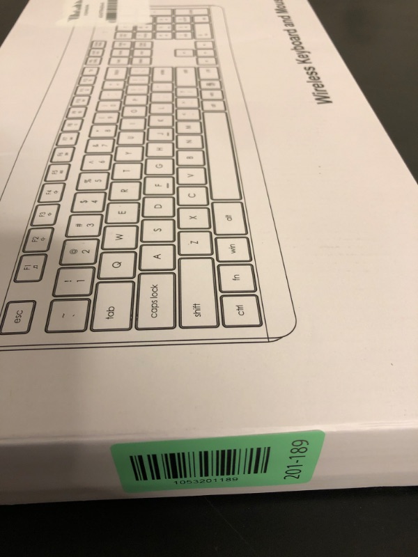 Photo 1 of Wireless Keyboard and Mouse Combo, Full Size Silent Ergonomic Keyboard and Mouse, Long Battery Life, Optical Mouse, 2.4G Lag-Free Cordless Mice Keyboard for Computer, Mac, Laptop, PC, Windows(White)