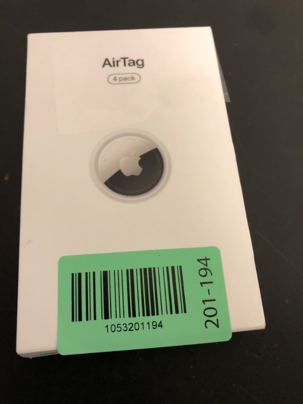 Photo 1 of Apple AirTag 4 Pack. Keep Track of and find Your Keys, Wallet, Luggage, Backpack, and More. Simple one-tap Set up with iPhone or iPad