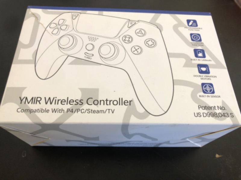 Photo 1 of larytech Wireless Game Controller for PS5, PS4,6-Axis Gyro, Turbo, Dual Vibration, Back Paddles, No Drift Joystick, Compatible with Multiple Platforms – White