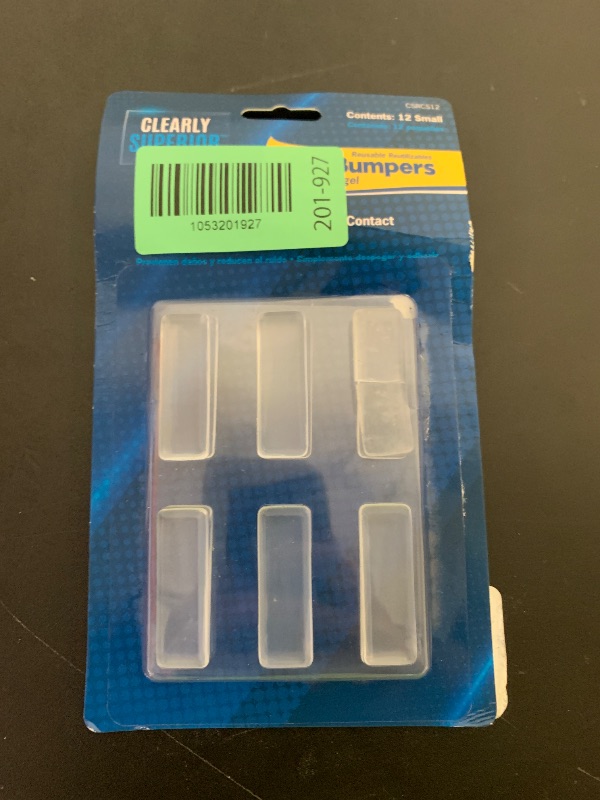 Photo 1 of 12-Pack Clearly Superior Gel Bumpers. Small Rectangle 1.5" x .5" Protects Surfaces & Quiets Contact. Use on Furniture, Doors, Cabinets, Walls & Appliances. Self Adhesive, Just Press to Apply