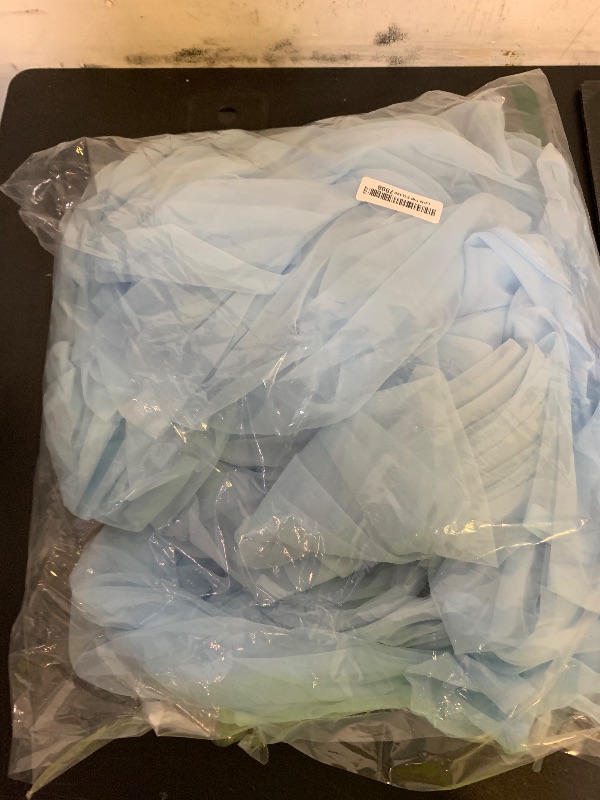 Photo 1 of 10x10ft Baby Blue Tulle Backdrop Curtain for Parites, Sheer Backdrop Curtains for Wedding Baby Shower Birthday Party Photo Shoot Decorations