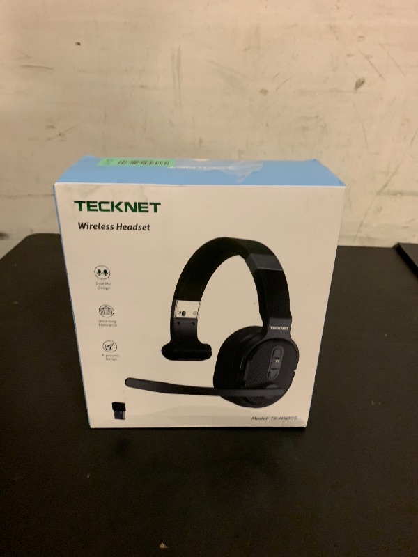 Photo 1 of TECKNET Trucker Bluetooth Headset, AI Noise Canceling 70h Wireless Headphones Bluetooth with Microphone & Dongle, ENC Headset with Mute for PC Phone Laptop Office Home, All Day Comfort