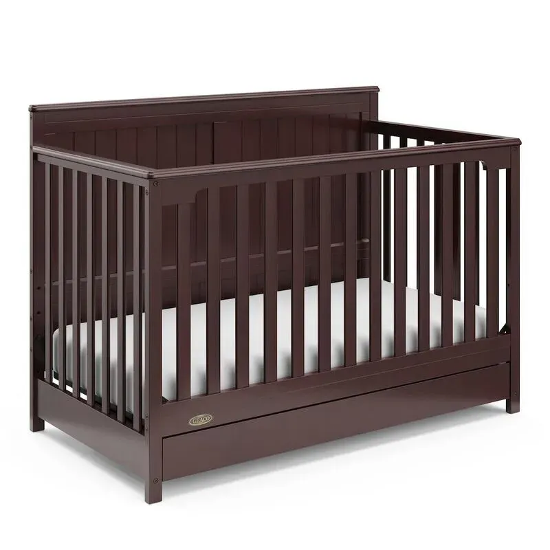 Photo 1 of Graco Hadley 5-in-1 Convertible Crib with Drawer (White) – GREENGUARD Gold Certified, Crib with Drawer Combo, Full-Size Nursery Storage Drawer, Converts to Toddler Bed, Daybed