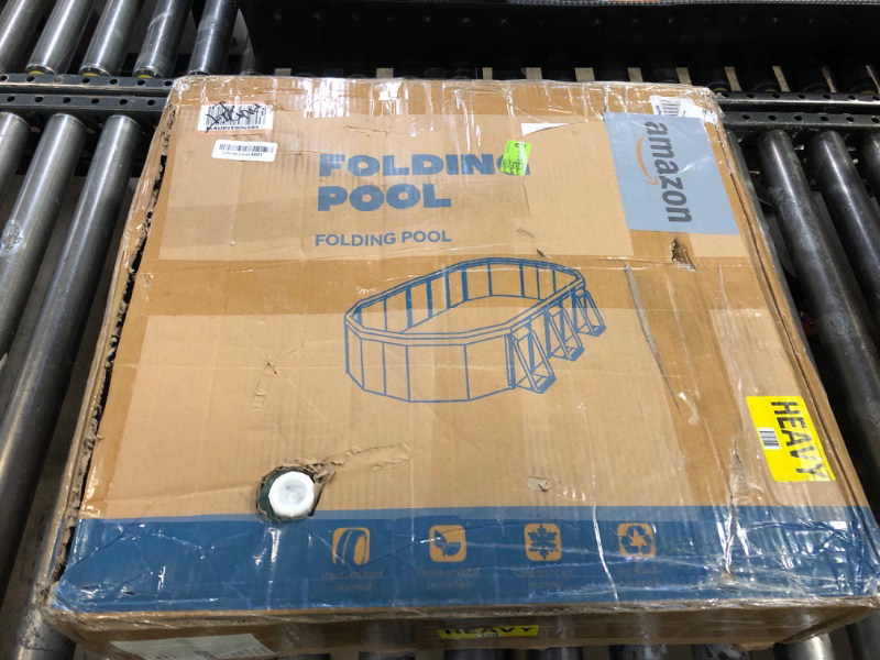 Photo 1 of MEIGLQEA Foldable Pool Collapsible Rectangle PVC Non-Inflatable Swimming Pool for Kids Family Adults with Iron Support Swimming Pool for Outside Backyard Pet Dog (Gradient Blue)