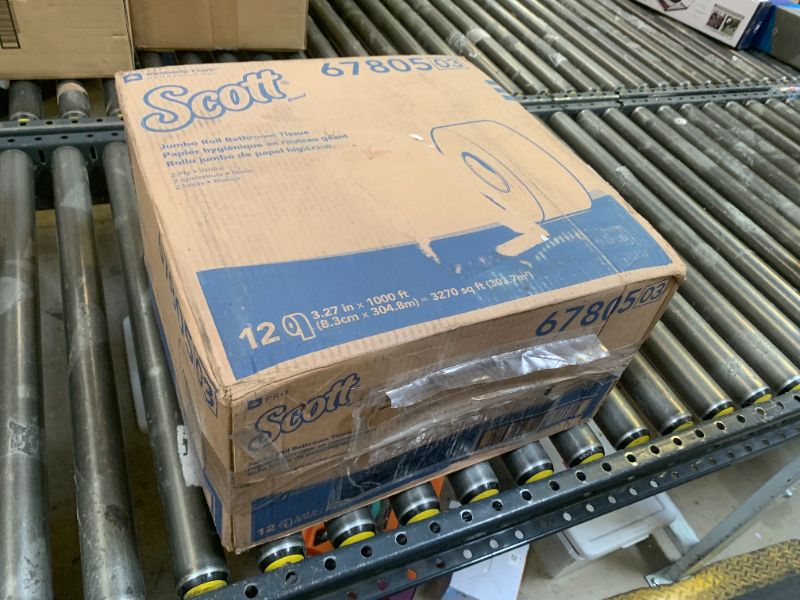 Photo 1 of Scott Professional 100% Recycled Fiber High-Capacity Jumbo Roll Bulk Toilet Paper (67805), 2-Ply, White, Non-Perforated (12 Rolls at 1,000' Each, 12,000'/Case)