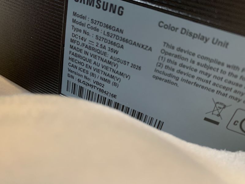 Photo 1 of Samsung 27" Essential S3 (S36GD) Series FHD 1800R Curved Computer Monitor, 100Hz, Game Mode, Advanced Eye Comfort, HDMI and D-sub Ports, LS27D366GANXZA, 2024