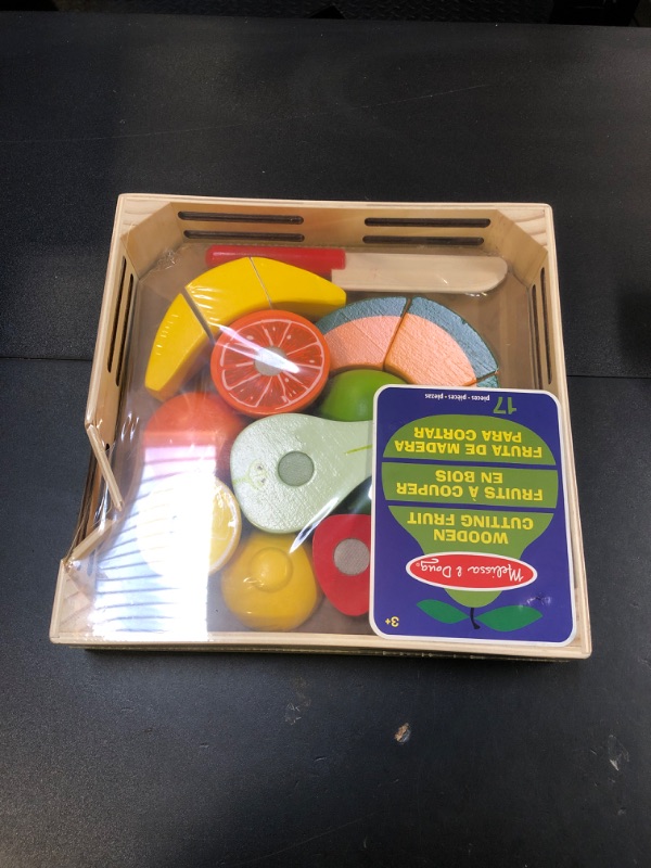 Photo 1 of Melissa & Doug Wooden Cutting Fruit Toy Food Set & Pretend Play Kitchen Accessories, Preschool Learning Toys for Girls & Boys 3+