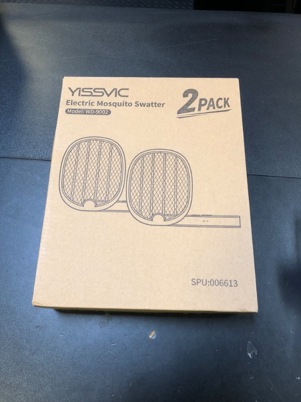Photo 1 of YISSVIC Electric Fly Swatter Foldable Bug Zapper Racket 2 in 1 Mosquito Killer with Purple Attractant Light Rechargeable 1800mAh for Indoor Home Backyard Patio Camping