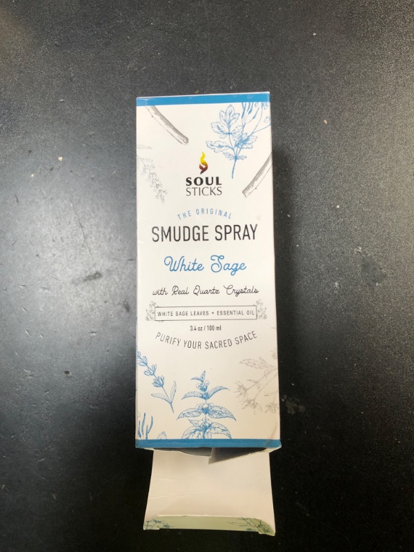 Photo 1 of SOUL STICKS White Sage with Pearl Smudge Spray – 3.5oz Smokeless Energy Mist – Quartz Crystal & Pearl Infused Aura Cleanser – Spiritual Spray for Emotional Balance, Protection & Inner Peace