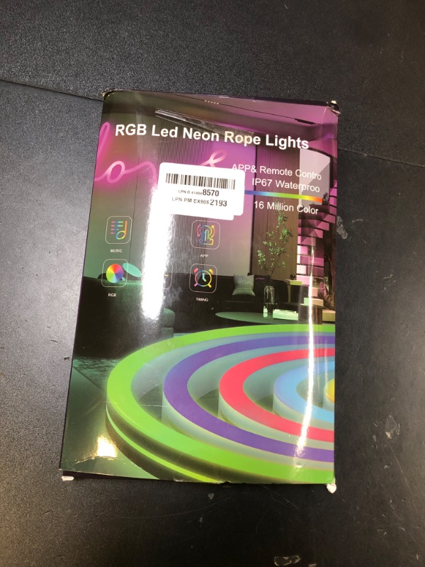 Photo 1 of SILFU Neon Rope Lights, 19.68FT RGB Led Strip Lights, Waterproof IP67, DIY Design, Music Sync, 24 Keys Remote Control, Multiple Modes, for Living Room, Bedroom, Holiday Decoration
