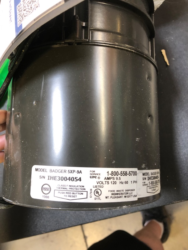 Photo 1 of InSinkErator Badger 5XP Garbage Disposal with Power Cord, Standard Series 3/4 HP Continuous Feed Food Waste Disposer, Badger 5XP W/C