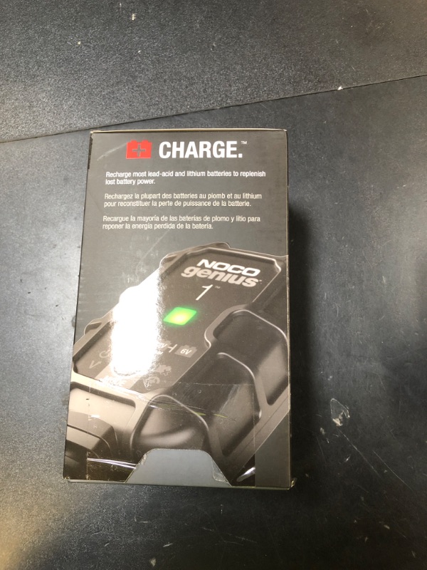 Photo 1 of NOCO GENIUS1: 1A 6V/12V Smart Battery Charger – Automatic Maintainer, Trickle Charger & Desulfator with Overcharge Protection & Temperature Compensation – For Lead-Acid & Lithium Batteries