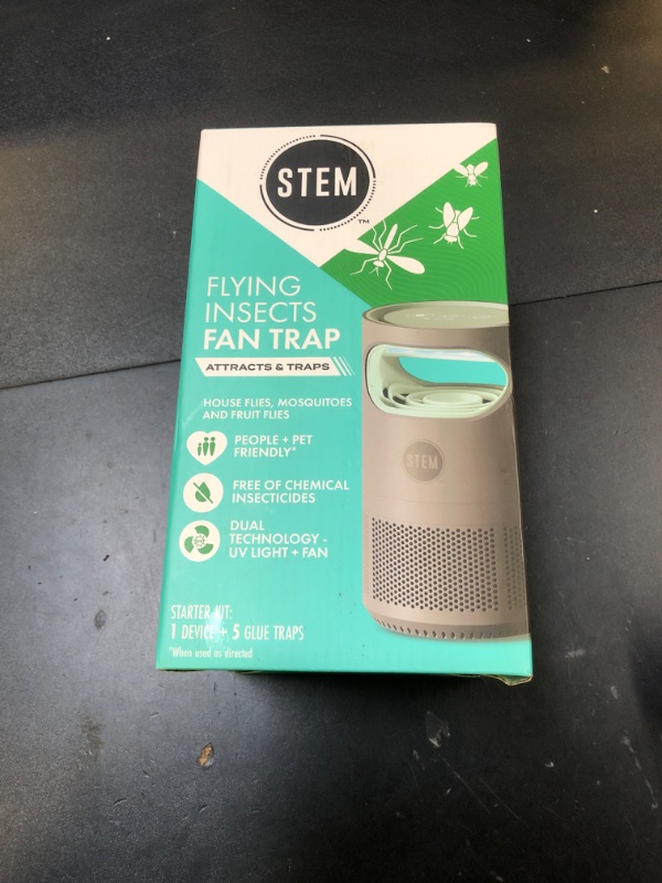 Photo 1 of STEM Flying Insect Fan Trap for Indoor Bug Control, Attracts Mosquitoes, Fruit Flies, and House Flies, Plug-in Fan with UV Light, Starter Kit Includes 1 Device and 5 Glue Traps
