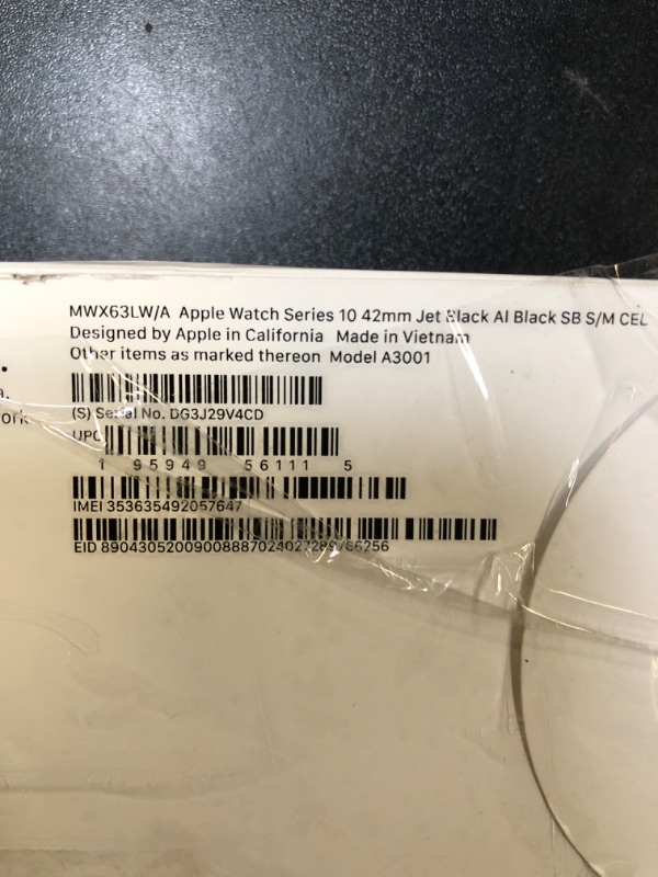 Photo 1 of Apple Watch Series 10 [GPS + Cellular 42mm case] Smartwatch with Jet Black Aluminum Case with Black Sport Band - S/M. Fitness Tracker, ECG App, Always-On Retina Display, Water Resistant