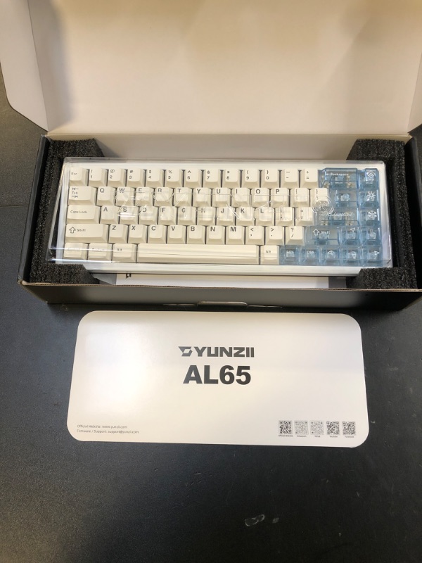 Photo 1 of YUNZII AL65 Wireless Mechanical Keyboard, Full Aluminum CNC,Support QMK/VIA Software Gasket Structure,60% Hot Swappable with RGB Backlit BT/2.4G/USB-C for Mac/Windows(White, Gateron Zero)