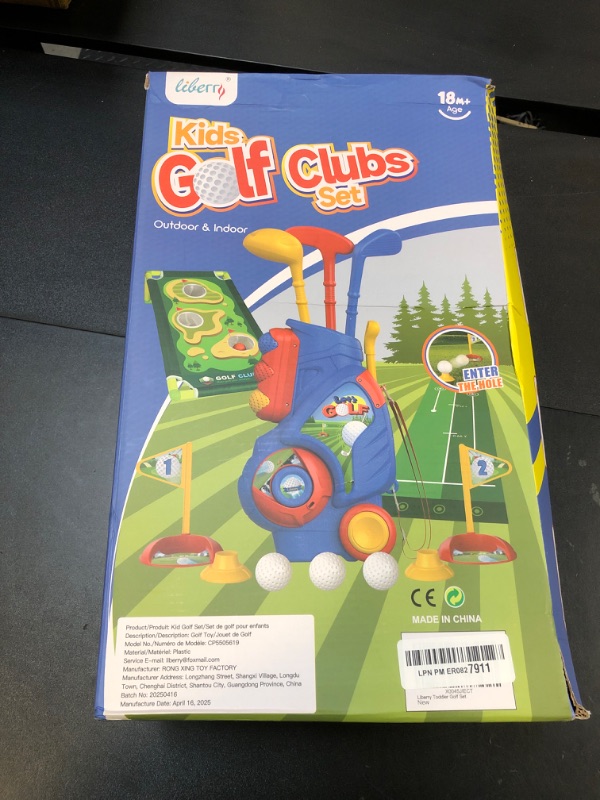 Photo 1 of Liberry Toddler Golf Set for 2 3 4 5 Years Old Boys Girls, Upgraded Kids Golf Cart with Golf Cornhole Board & Putting Mat, Indoor and Outdoor Golf Toys Birthday Gift