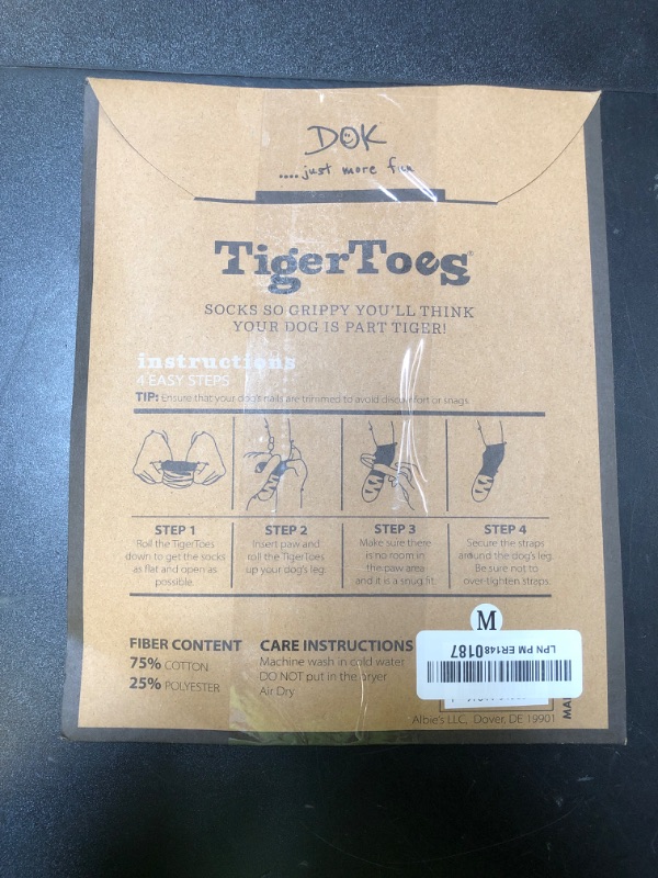 Photo 1 of DOK TigerToes Premium Non-Slip Dog Socks for Hardwood Floors - Extra-Thick Grip That Works Even When Twisted - Prevents Licking, Slipping, and Great for Dog Paw Protection (Cool Caramel, Medium)