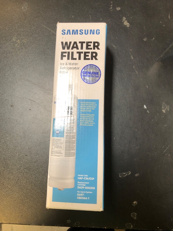 Photo 1 of SAMSUNG Genuine Filter for Refrigerator Water and Ice, Carbon Block Filtration for Clean, Clear Drinking Water, 6-Month Life, HAF-CIN/EXP, 1 Pack