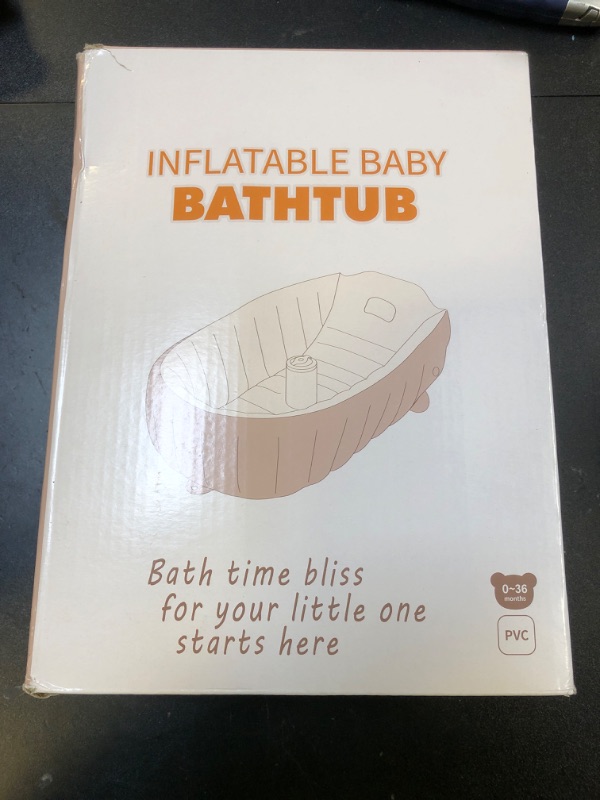 Photo 1 of Mink Newborn to Toddler Bath Tub,Inflatable Baby Bathtub with Built-in Air Pump,Portable Travel Shower Basin with Back Support, Deflates and Folds Easily (Bear tub)