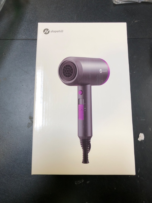 Photo 1 of slopehill Professional Ionic Hair Dryer, Powerful 1800W Fast Drying Low Noise Blow Dryer with 2 Concentrator Nozzle 1 Diffuser Attachments for Home Salon Travel