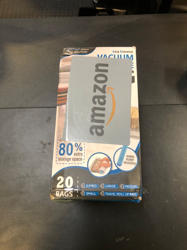 Photo 1 of 20 Pack Vacuum Storage Bags, Space Saver Bags (4 Jumbo/4 Large/4 Medium/4 Small/4 Roll) Compression for Comforters and Blankets, Sealer Clothes Storage, Hand Pump Included