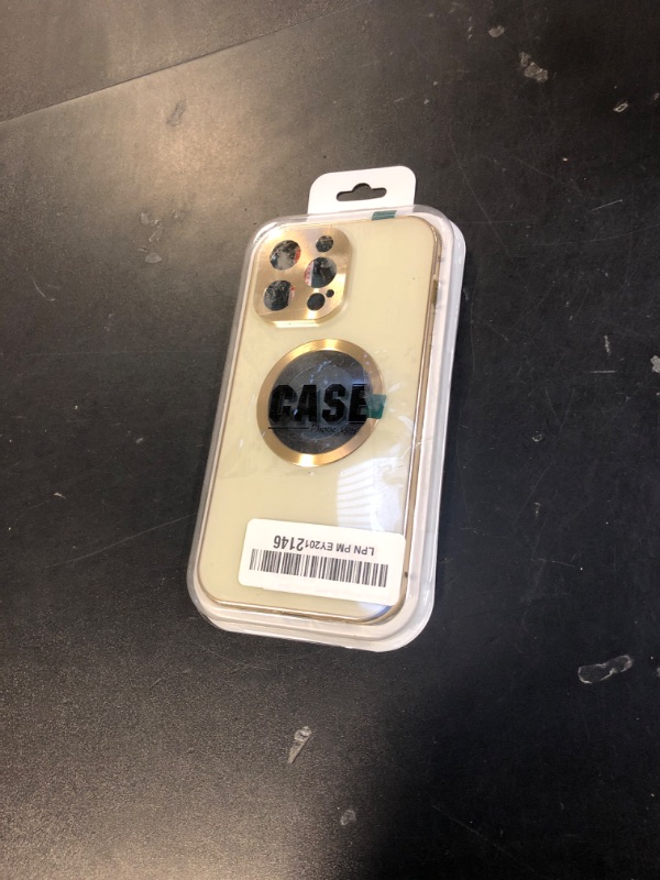 Photo 1 of HUHUCASE Metal Frame Anti-Spy Magnetic Phone Case for iPhone 12/13/14/15/16/17 Promax Double-Sided Glass Full Coverage Hard Case (Desert Gold,for iPhone14Promax)