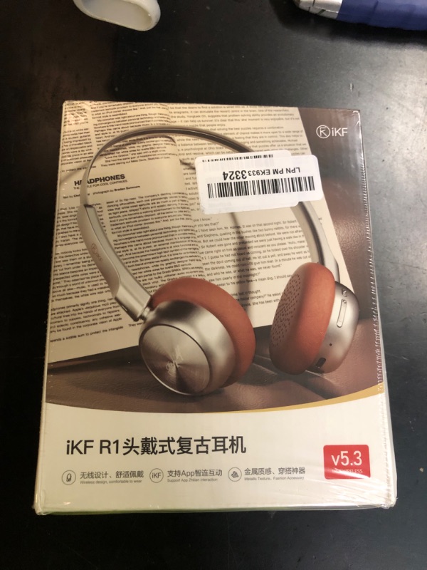 Photo 1 of iKF R1 Wireless Bluetooth Headphones, Retro Classic Lightweight Headset, Builti-in Mic, 60H Playback, Dual Device Connectivity, Low Latency, App Customization,Throwback 80s 90s,OOTD, Brown