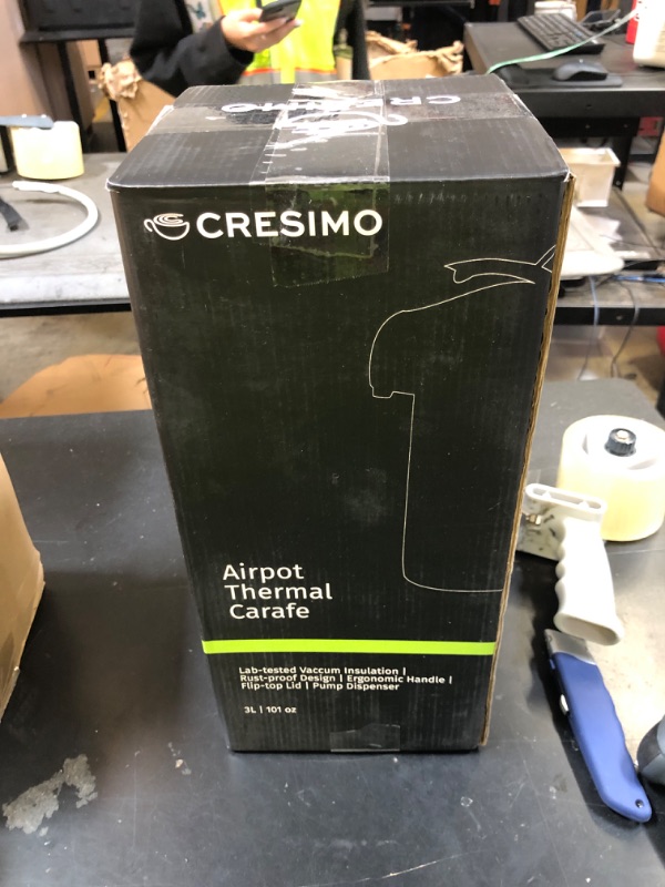 Photo 1 of Cresimo Coffee Carafe with Pump - 102oz / 3L Airpot 12 Hours Large Hot Water Carafe, Cocoa Dispenser for Parties - Tea Flask, Insulated Stainless Steel Airpots for Hot Beverage Dispenser -Coffee Pump