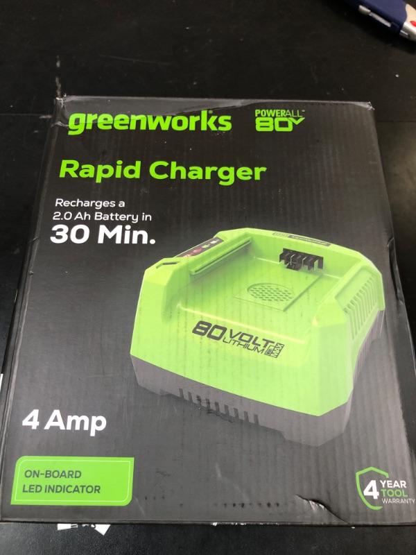 Photo 1 of Greenworks PRO 80V Lithium Ion Single Port Rapid Battery Charger GCH8040