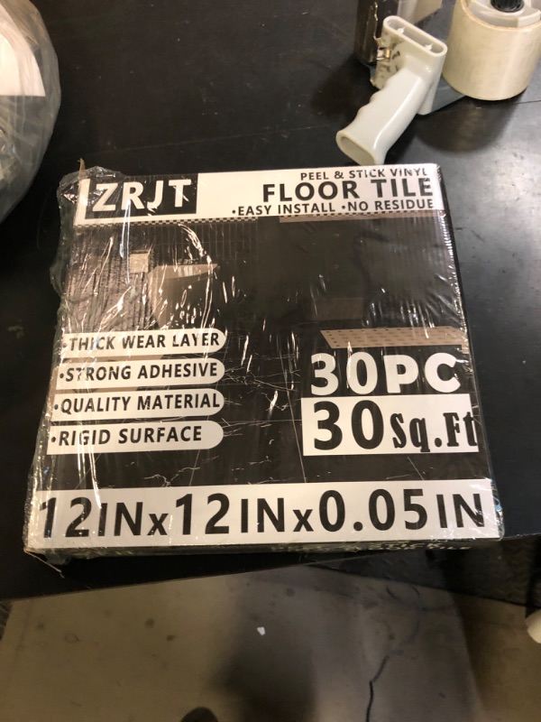 Photo 1 of 30-Pack 30 Sq.Ft Peel and Stick Floor Tiles Vinyl Glossy Pattern Flooring, 12” x 12” Self Adhesive Vinyl Flooring DIY for Kitchen, Bathroom, Laundry, Polish Dark Grey Marble