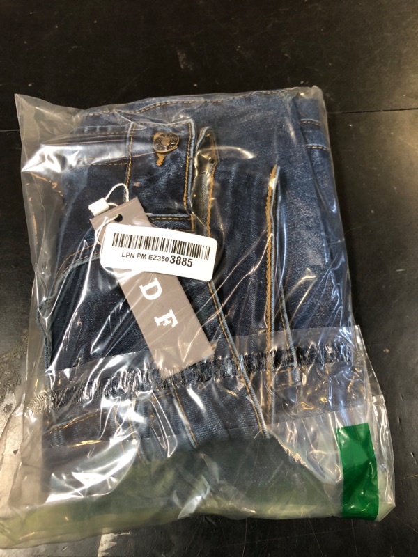 Photo 1 of KDF Straight Leg Jeans for Women High Waisted Jeans Frayed Baggy Pants Raw Hem Loose Stretchy Cropped Wide Leg Jeans Dark Blue Size 6