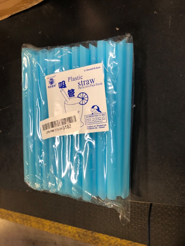 Photo 1 of 48 Pcs Jumbo Boba Straws, Disposable Plastic Colorful Straws In Blue