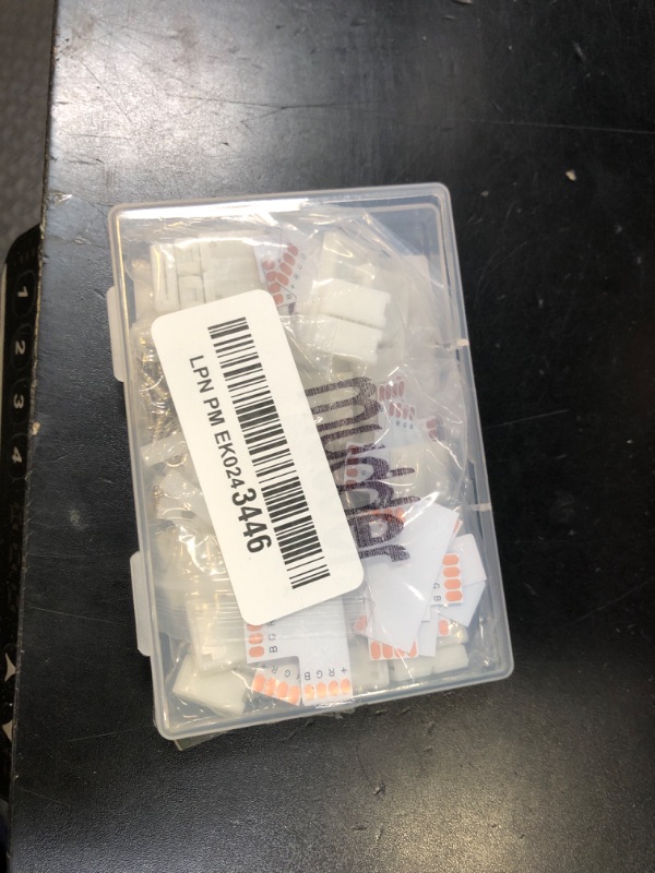 Photo 1 of Mudder 95 Pieces 4 Pin LED Light Strip Connectors Set Including Screw Clips, 4 Pin LED Connectors, Cuttable T, L and X Shape PCB Board for SMD 5050 10 mm RGB Strip Lights Gapless Connector
