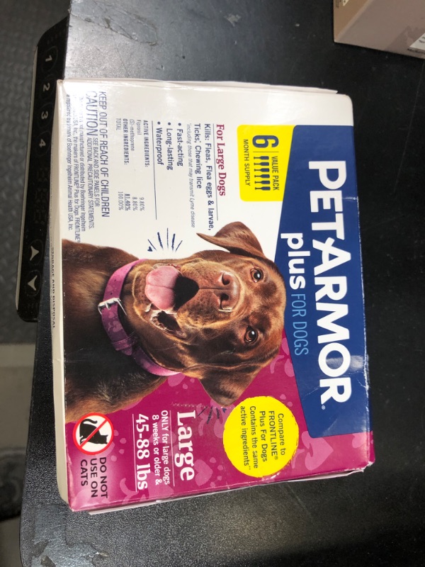 Photo 1 of PetArmor Plus Flea and Tick Prevention for Dogs, Dog Flea and Tick Treatment, 6 Doses, Waterproof Topical, Fast Acting, Large Dogs Dogs (45-88 lbs)